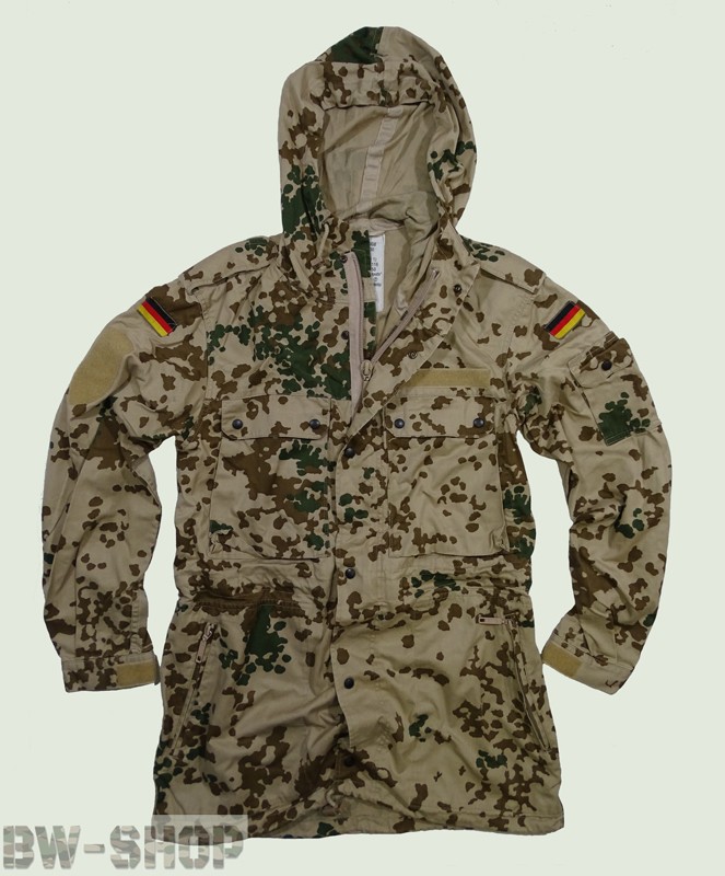 Chamarra De Campo Del Ejército Alemán Original Con Capucha Parka Flecktarn Camuflaje Combat